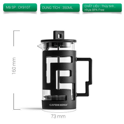 Bình pha French Press màu đen - 350ml